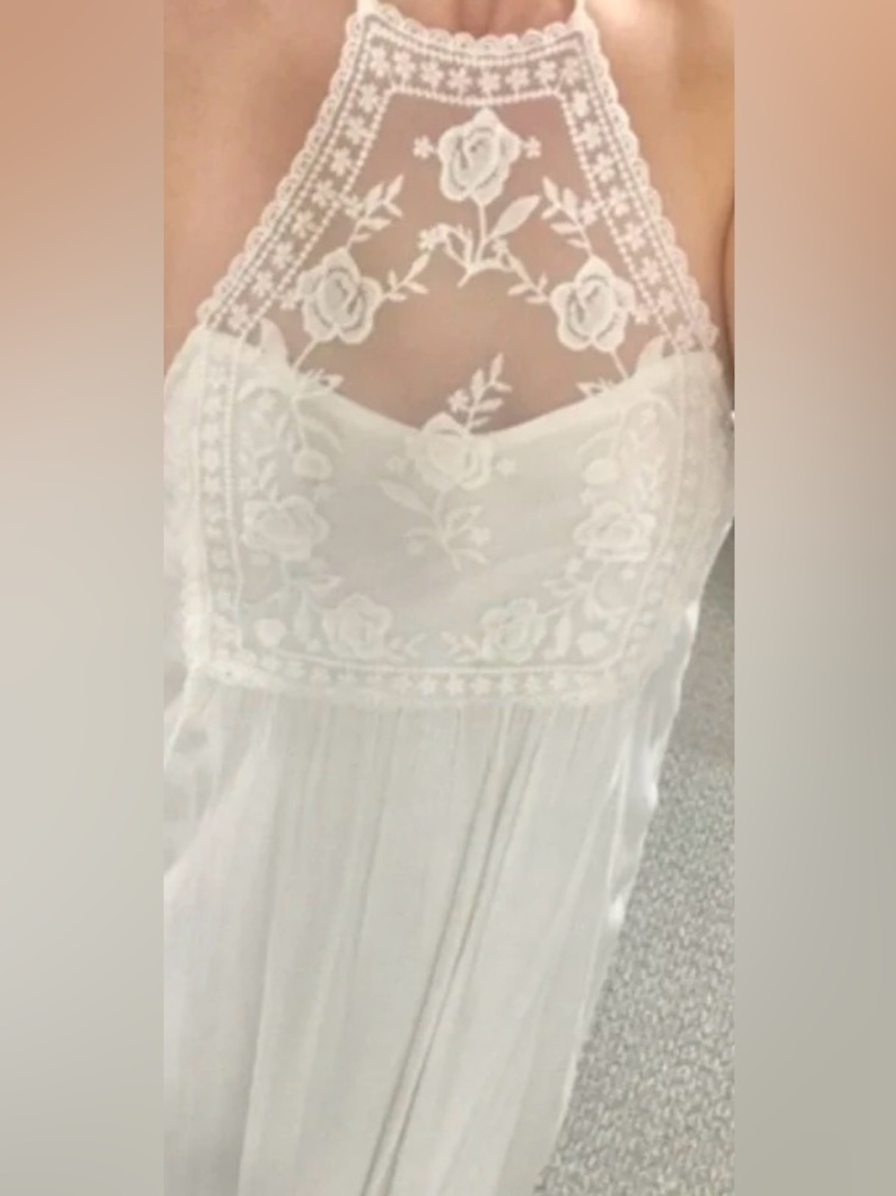 Abercrombie & Fitch White Embroidered Halter Maxi Dress XS/S - Picture 14 of 16